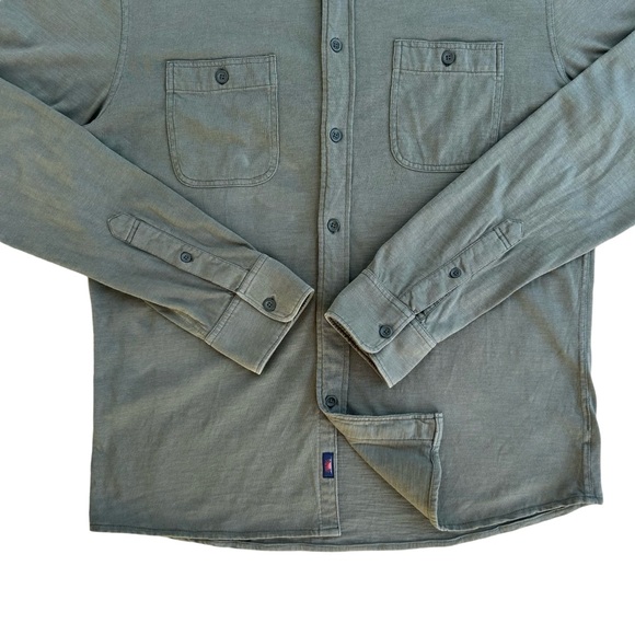Faherty Mens Button Up Knit Shirt LARGE Sage Green Alpine Organic Cotton MKC0086 - Picture 7 of 16